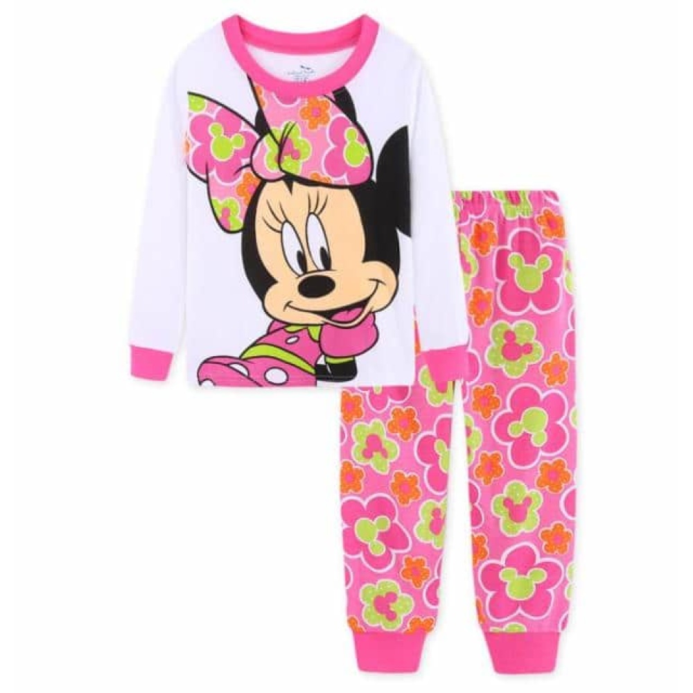 Tweedelige pyjama met lange mouwen en roze en witte Minnie-print