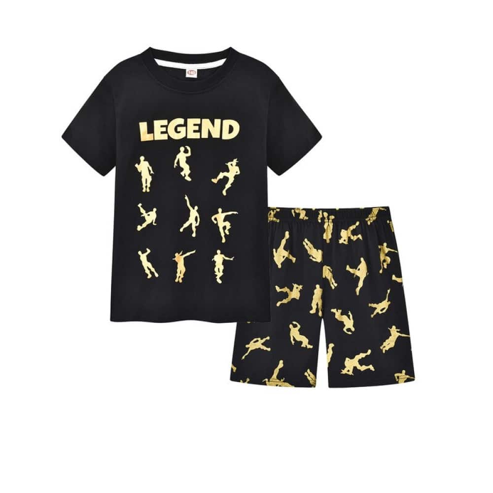 Zwarte pyjama met korte mouwen en gouden opschrift "Legend" in zeer hoogwaardige mode