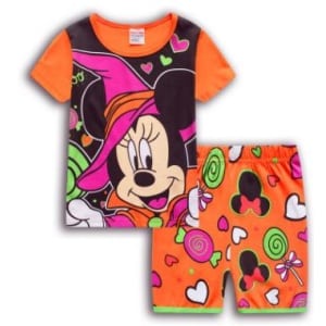Minnie oranje en groene zomerpyjama t-shirt en korte broek