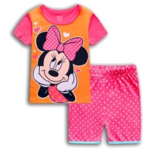 Tweedelige pyjama met Minnie-dessin en roze broekje met witte steek, zeer hoge kwaliteit
