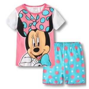 Modieuze Minnie roze en blauwe t-shirt en korte broek zomerpyjama