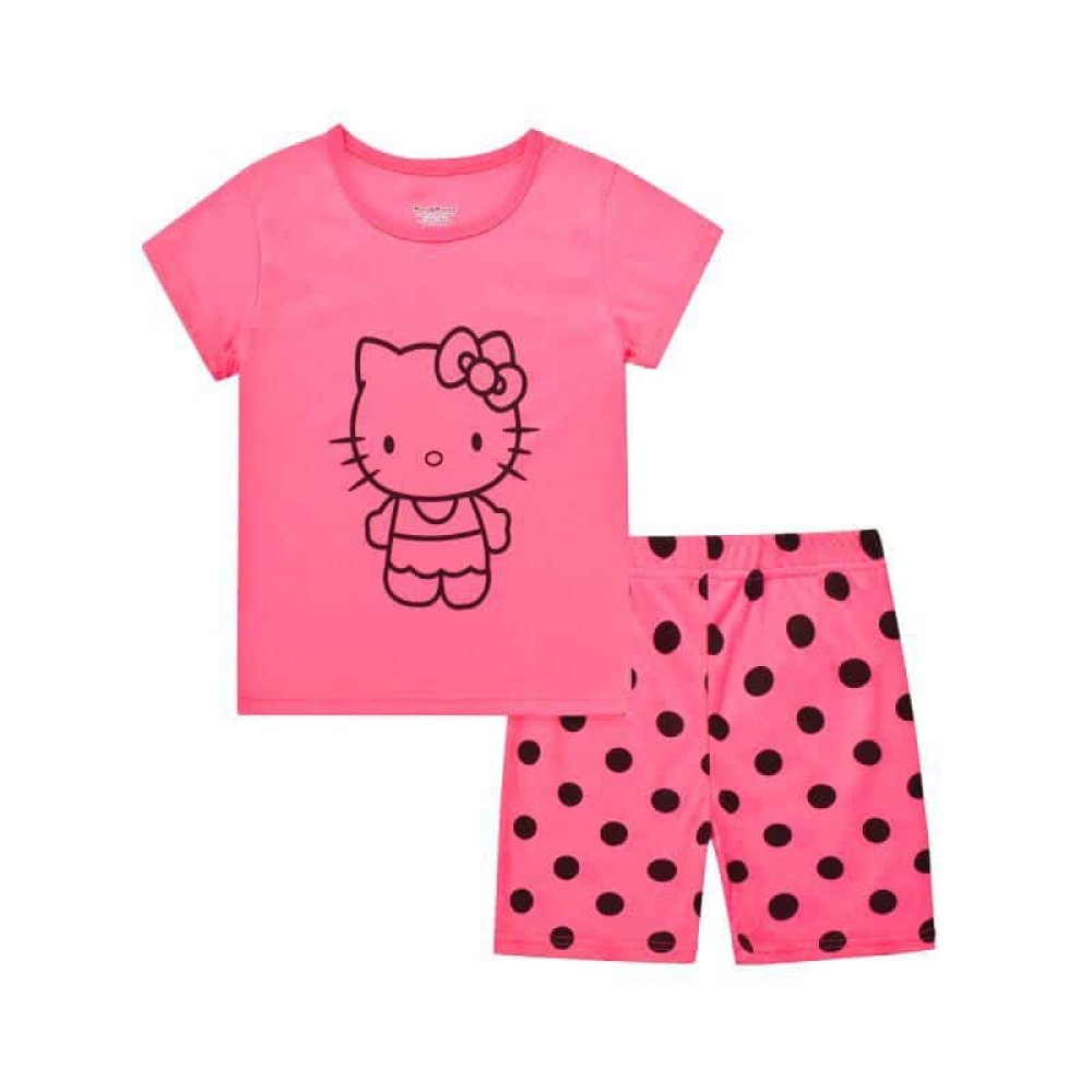 Hello Kitty zomerpyjama met roze en zwarte shorts