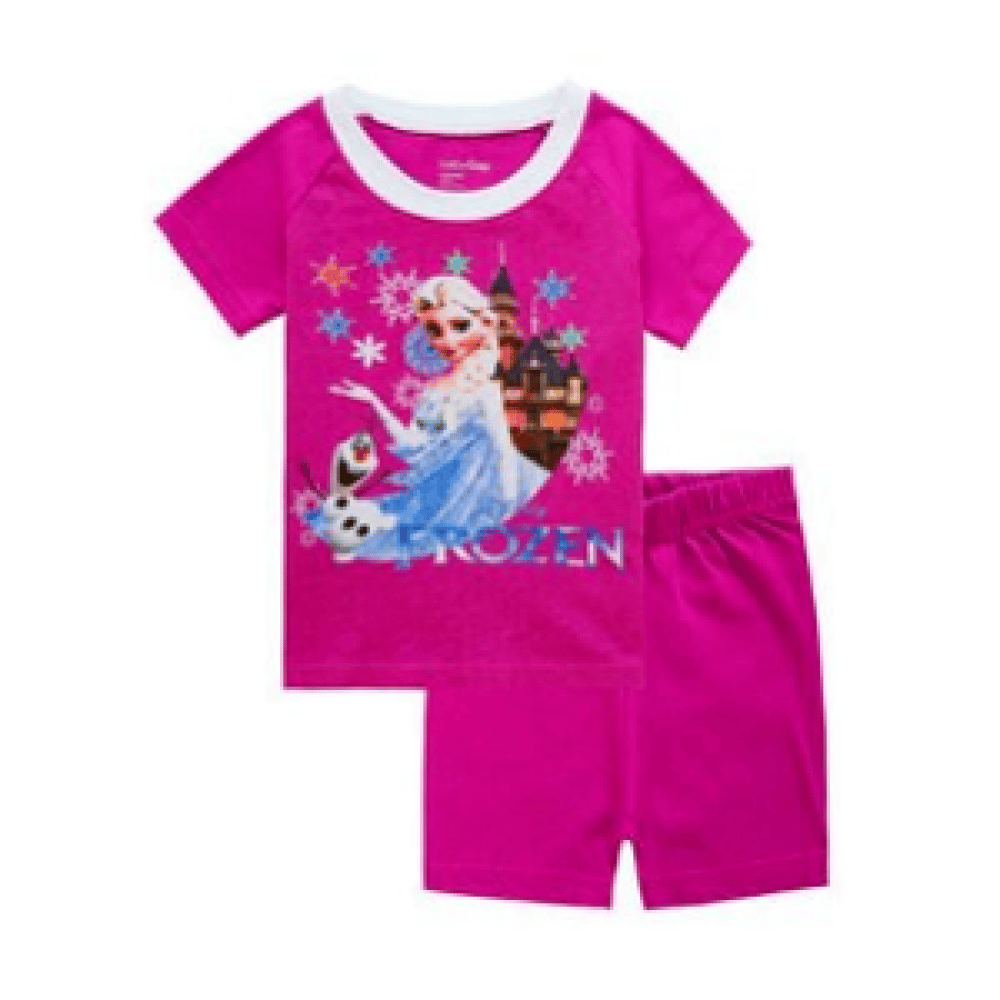 Tweedelige pyjama met Elsa de Sneeuwkoningin-patroon in roze en wit
