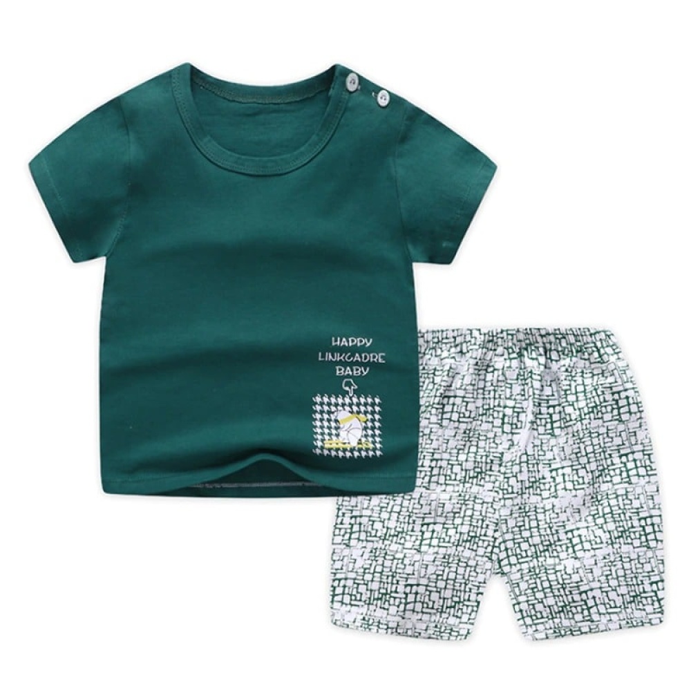Tweedelige pyjama met groen t-shirt en modieuze katoenen short