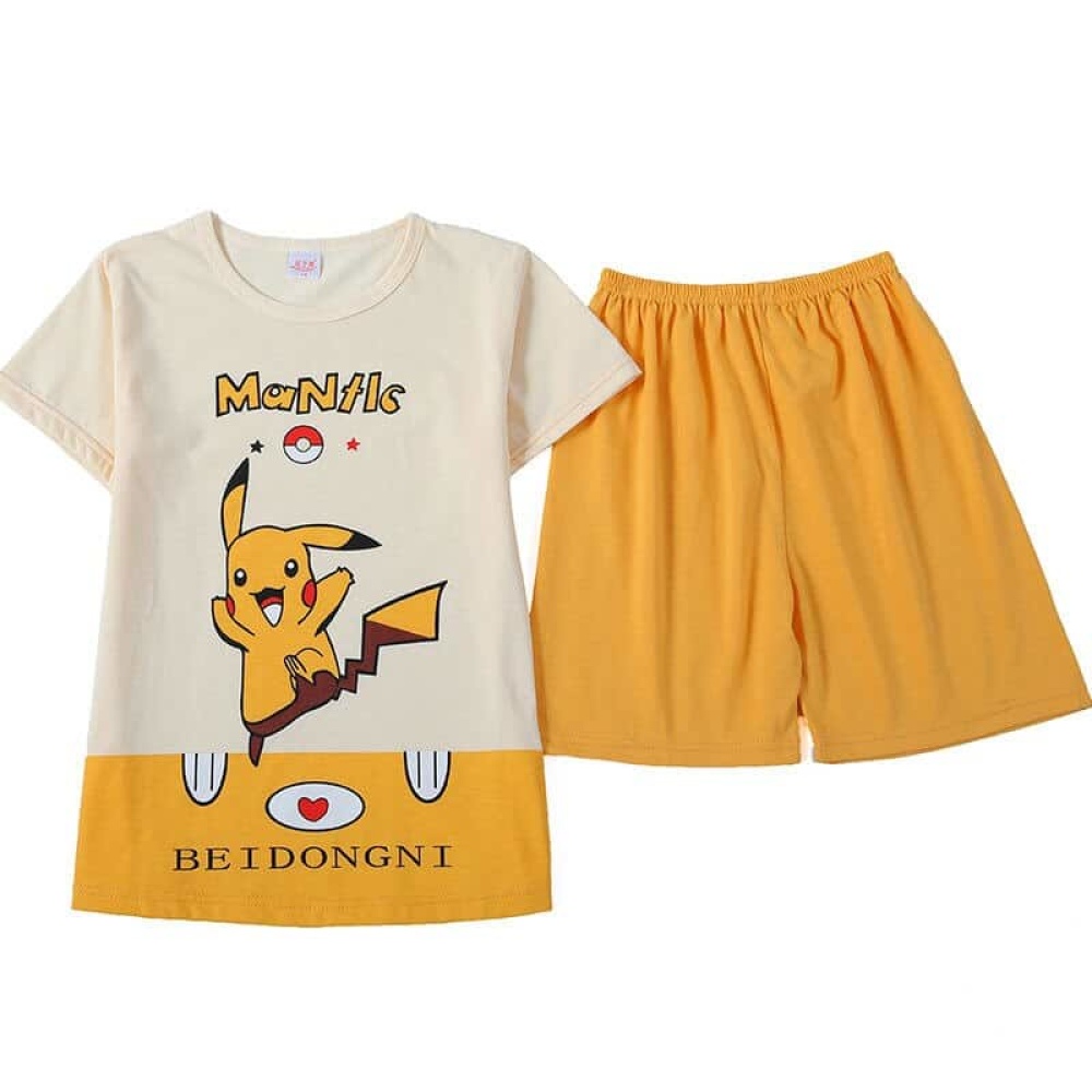 Gele en witte zomerpyjama met Pikachu print voor jongens zeer hoge kwaliteit