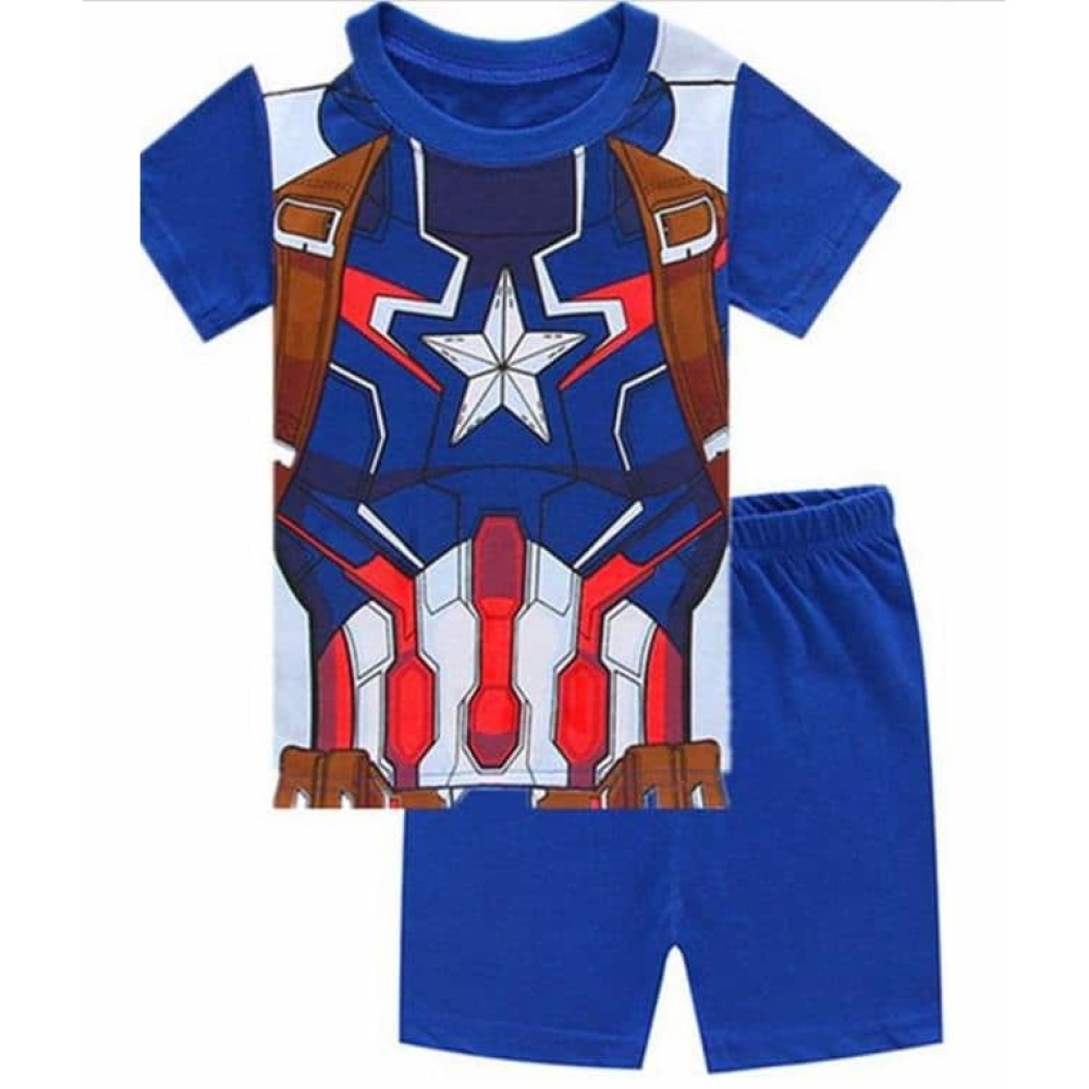Captain America blauwe katoenen zomerpyjama voor jongens zeer hoge kwaliteit modieus