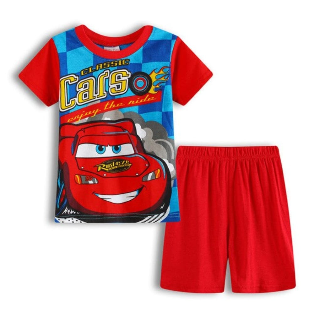 Katoenen zomerpyjama voor jongens met rode short in zeer hoogwaardige mode