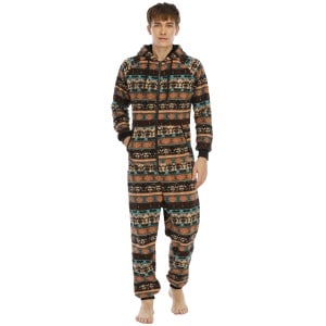 Flanellen pyjama met rits gedragen door een modieuze man in zeer hoge kwaliteit