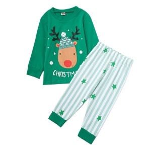 Groene pyjamaset met lange mouwen voor kinderen, zeer hoge kwaliteit
