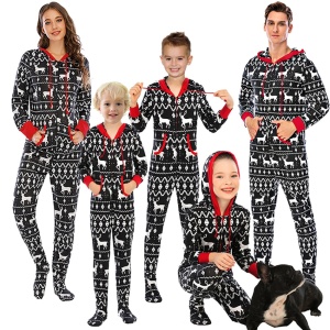 Donkergrijze katoenen kerstpyjama voor het hele gezin