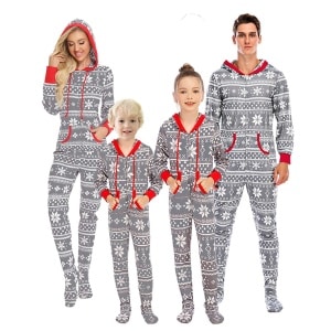 Kerstpyjamapak grijs katoen voor het hele gezin zeer hoge kwaliteit modieus