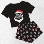 Kerst Pyjama Funny Korte Mouw Vrouwen Zwart Vrolijk Kerstfeest Zeer Hoge Kwaliteit Modieus