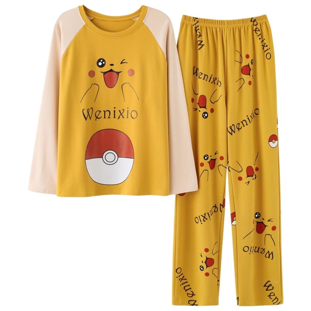 Pokémon-pyjama voor mannen en vrouwen in de kleur geel