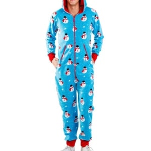 Heren Pyjamapak Sneeuwpop Blauw en Rood Modieus