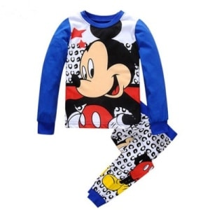 Katoenen pyjama met Mickey op een blauwe achtergrond zeer comfortabel