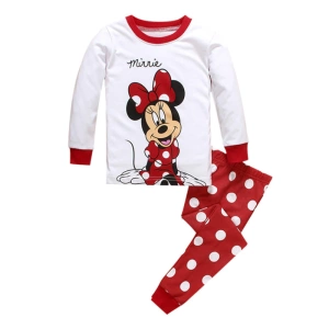 Katoenen pyjamaset met wit en rood Minnie-patroon