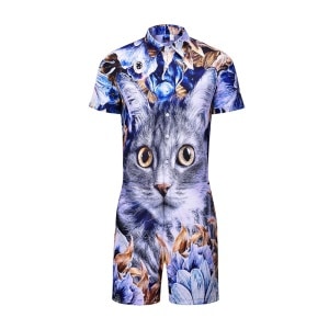 Pyjamapak met korte mouwen en modieuze kattenprint