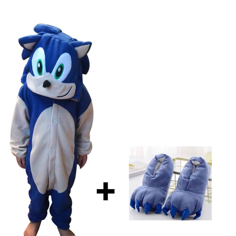 Sonic the Hedgehog blauw pyjamapak voor kinderen met een complete pantoffel