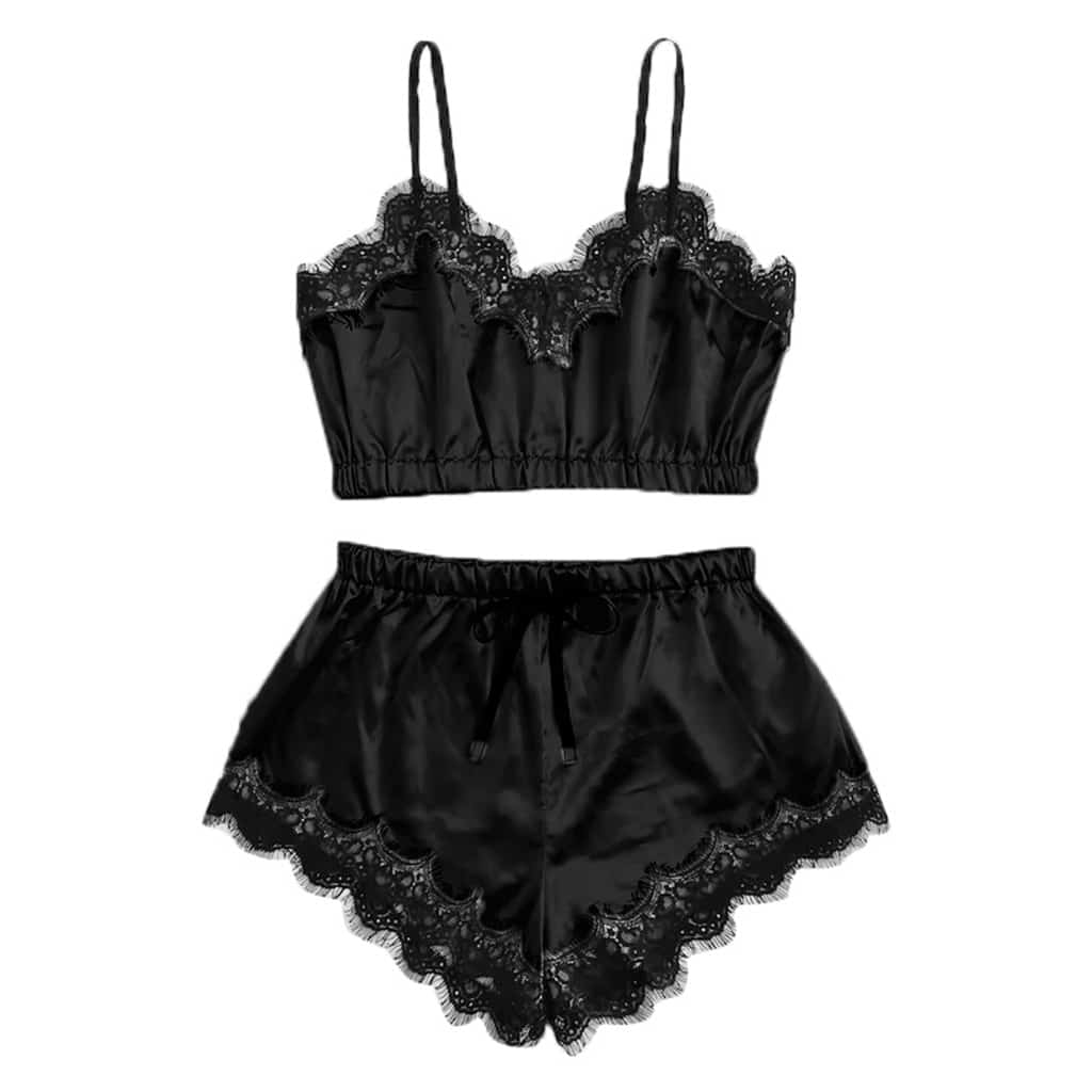 Pyjama vierdelige set dames nachtkleding V-hals onderjurk onderrok sexy negligé loungewear