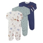 3-delig babypyjamapakje met cartoonmotief en witte achtergrond