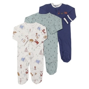 3-delig babypyjamapakje met cartoonmotief en witte achtergrond