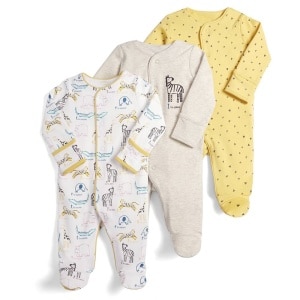 3-delig pyjamapakje met zebraprint voor baby met witte achtergrond