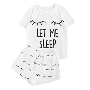 Sexy damespyjama met opschrift "LET ME SLEEP"