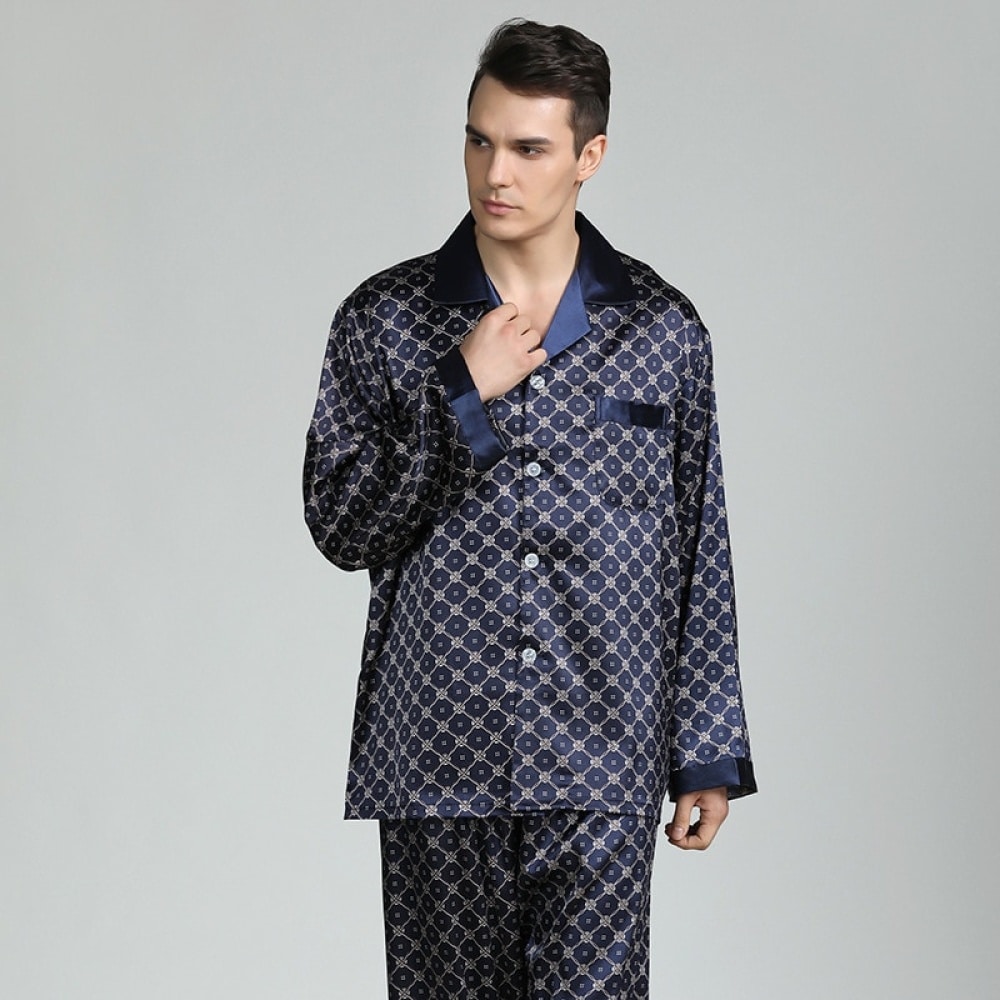 Heren zijden satijnen pyjama set nachtkleding loungewear S ~ 4XL Plus Heren zijden satijnen pyjama set nachtkleding loungewear S ~ 4XL Plus